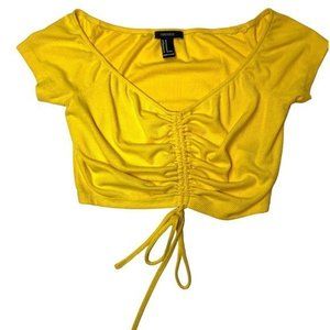 Forever 21 Yellow Short Sleeve Ribbed Crop Top- size medium